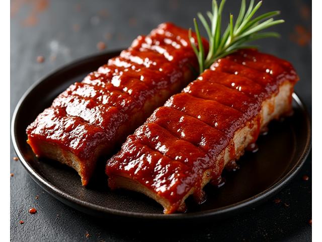 クラシックBBQソースで焼かれたジューシーなリブ
