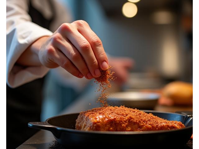 シェフがスパイスラブを料理に使用する様子