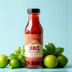 すだちとバジル、そして夏限定BBQソースの瓶のイメージ